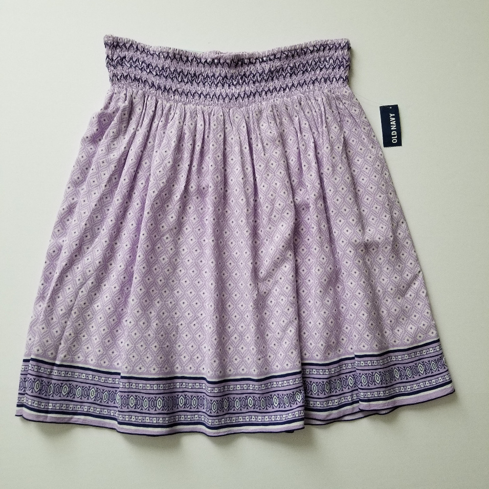 Old Navy Purple and Navy Smock Waist Skirt - S